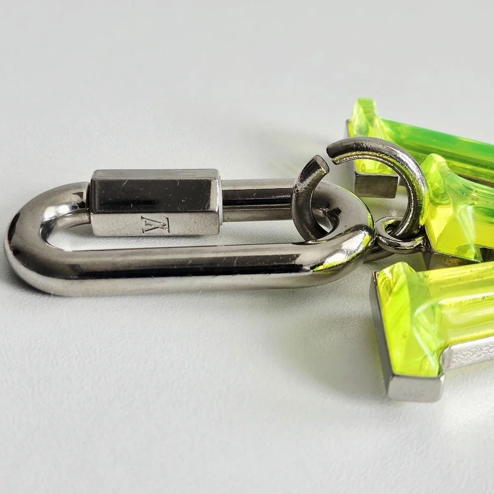 Louis Vuitton Neon Green Oversized LV Prism Bag Charm/Key Holder